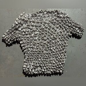 Vintage Popcorn Baby T Silver Textured Women's Blouse